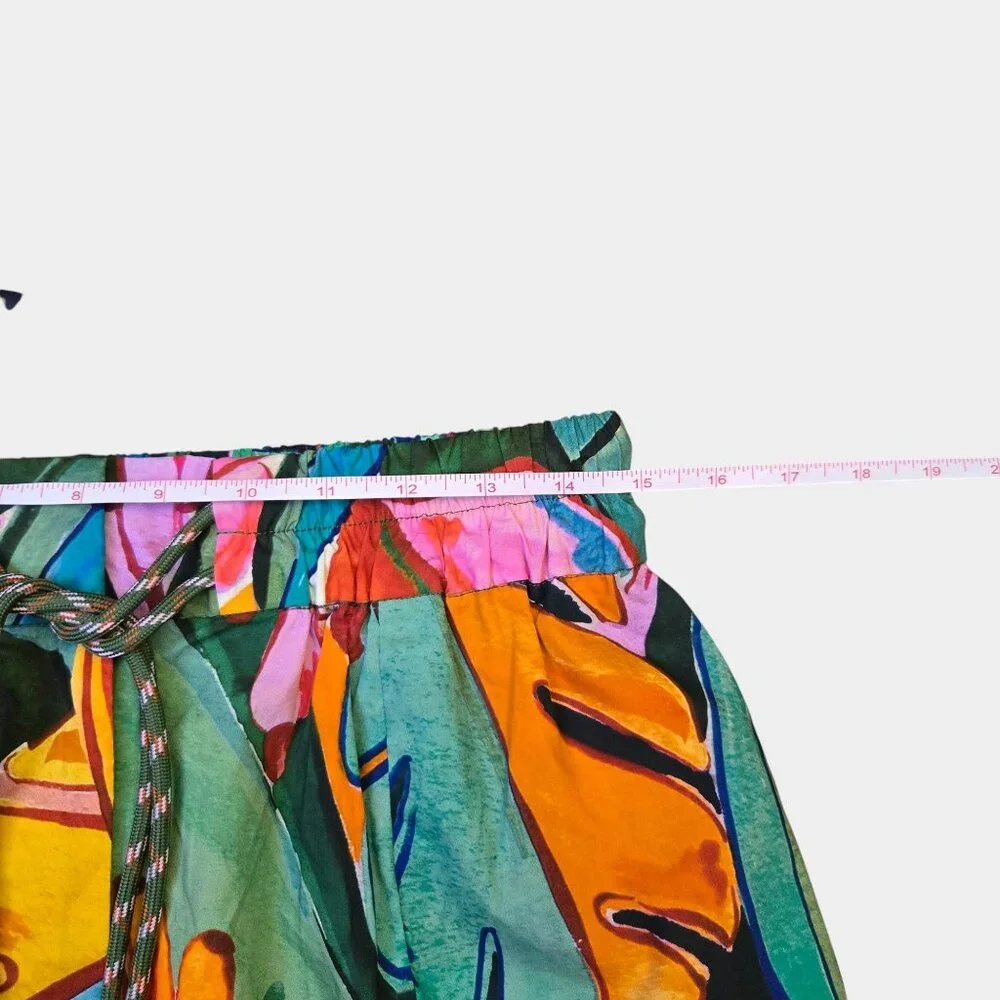 Farm Rio Banana Foliage Cargo Pants S Bold Colorful Tropical Resortwear NWT - Picture 8 of 12